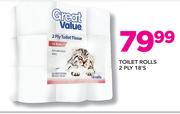Toilet Rolls 2 Ply-18's Pack