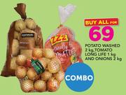 Potato Washed 2Kg, Tomato Long Life 1Kg And Onions 2Kg Combo-For All