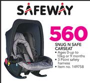 Safeway snug and top safe car seat price