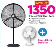 Logik 75cm Pedestal Fan Plus Free 40cm Desk Fan