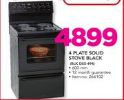 Defy 4 Plate Solid Stove Black BLKDSS-494