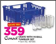 Consol Crate With Hi-Ball Tumbler Set