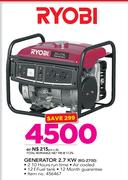 Ryobi 2.7Kw Generator RG-2700