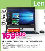 Lenovo 19.5" Intel Celeron All In One Desktop PC C20-00