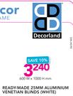 Decoreland Ready-Made 25mm Aluminium Venetian Blinds(White) 600x1000mm