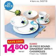 Sumo 20 Piece Round Dinnerset With 1 Casseroles-Per Set