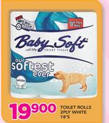 Baby Soft Toilet Rolls 2Ply White 18's