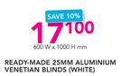 Decorland Ready-Made 25mm Aluminium Venetian Blinds(White) 600x1000mm