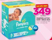 Pampers Active Baby Mega Box (Junior 111's/Maxi Plus 120's/Maxi 132's or Midi 150's Pack)-Per Pack