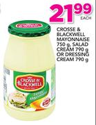 Crosse & Blackwell Mayonnaise 750g, Salad Cream 790g Or Dressing Cream 790g-Each