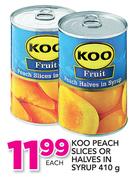 Koo Peach Slices Or Halves In Syrup-410g Each