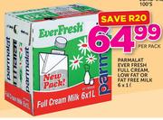 Parmalat Ever Fresh Full Cream, Low Fat Or Fat Free Milk-6 x 1Ltr Per Pack