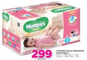 Huggies Gold Mega Box Boys/Girls Size 3-144's,Size 4-120's,Size 4+-108's,Size 5-100's Per Pack