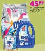 Omo Auto Washing Powder-2Kg, Auto Liquid-1.5Ltr Or Capsules-14's Each