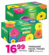 Twinsaver Facial Tissues Assorted-180's Per Pack