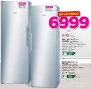 Bosch 246Ltr Metallic All Freezer GSN33VI30 Or Bosch 324Ltr Metallic All Fridge KSV33NI30-Each