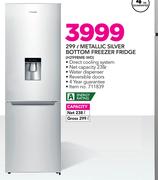 Hisense 299Ltr Metallic Silver Bottom Freezer Fridge H299BME-WD