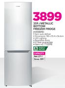 Hisense 359Ltr Metallic Bottom Freezer Fridge H359BME