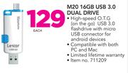 Lexar M20 16GB USB 3.0 Dual Drive