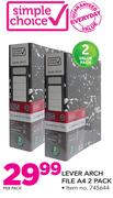 Simple Choice Lever Arch File A4 2 Pack-Per Pack