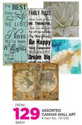 Assorted Canvas Wall Art-Each