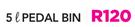 Mainstays 5Ltr Stainless Steel Dome Pedal Bin