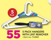 Addis 5 Pack Hangers With Lint Remover