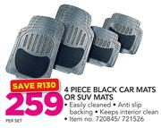 1st Gear 4 Piece Black Car Mats Or SUV Mats-Per Set