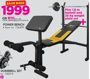 Everlast Power Bench Plus 1.8m Barbell And 25Kg Weight Plate Set