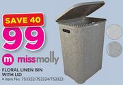 MissMolly Floral Linen Bin With Lid