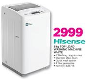 Hisense 8Kg Top Load Washing Machine White