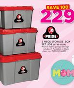 Pride 3 Piece Storage Box Set Lids SET 65 45 25L