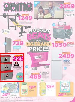 Game Zambia : Nobody Beats Our Big Brand Prices (11 May - 24 May 2017), page 1