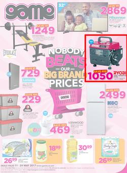 Game Zambia : Nobody Beats Our Big Brand Prices (11 May - 24 May 2017), page 1