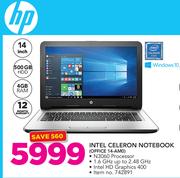 HP 14" Intel Celeron Notebook OFFICE 14-AMO