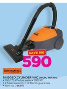Bennett Read 1000W Bagged Cylinder Vac MICRO HVC150