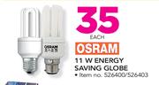 Osram 11W Energy Saving Globe-Each