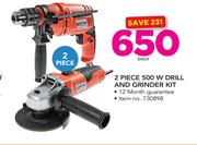 Stramm 2 Piece 500W Drill And Grinder Kit-Each