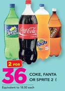 Coke, Fanta Or Sprite-2x2Ltr