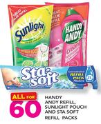 Handy Andy Refill, Sunlight Pouch And Sta Soft Refill Packs-For All