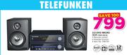 Telefunken 2.0 DVD Micro HiFi TMD-400B With Remote Control