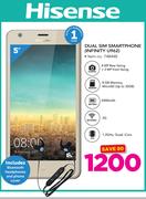 Hisense Dual Sim Smartphone INFINITY U962 With Free Bluetooth Headphones And Phone Cover