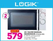 Logik 20Ltr Silver Manual Microwave Oven P70H20L-SES
