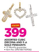 Assorted Cubic Zirconia And 9ct Gold Pendants.