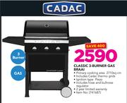 Cadac Classic 3 Burner Gas Braai Including Cadac Thermo Grids, Hose & Bullnose Regulator