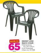 Antracite Ebony Low Back Chair 75x55x55cm-Each
