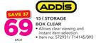 Addis 15Ltr Storage Box Clear