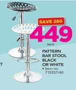 Pattern Bar Stool Black Or White-Each