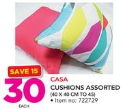 Casa Cushions Assorted 40x40cm to 45cm-Each