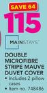 Mainstays Double Microfibre Stripe Mauve Duver Cover Including 2 Pillow Cases